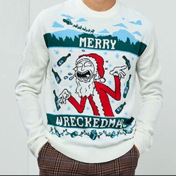 NWT Pacsun Merry Wreckedmas Rick and Morty Sweater - Picture 1 of 6
